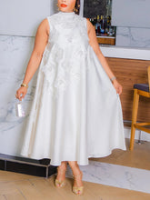 Elegant O Neck Sleeveless Floral Embellishment Dress